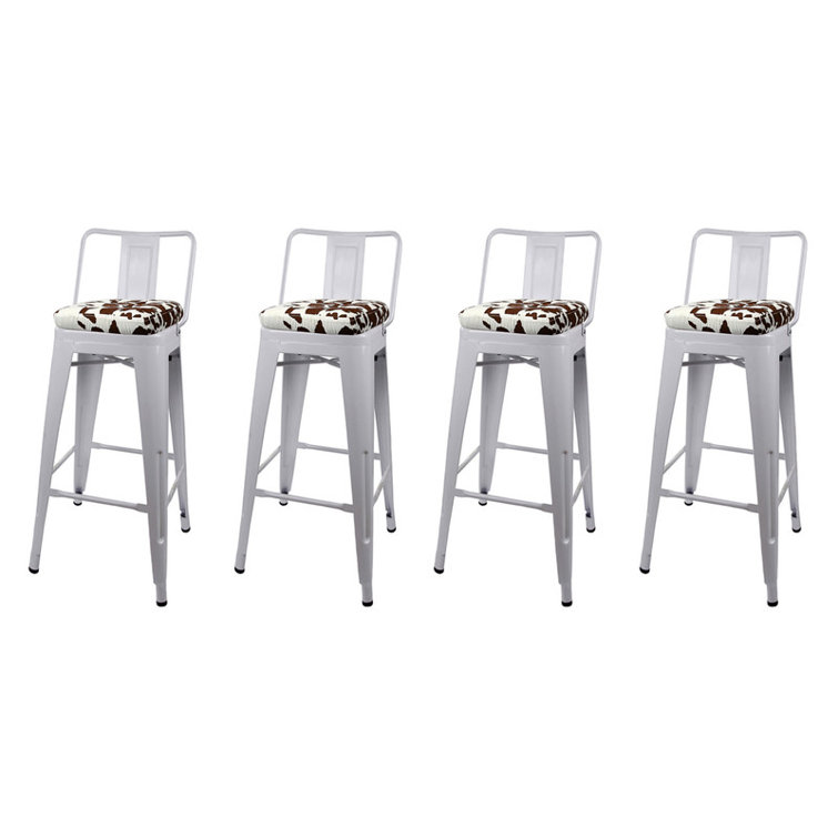 17 Stories 30Inch Brown Cow Seat Metal Bar Stool, set of 4 Wayfair